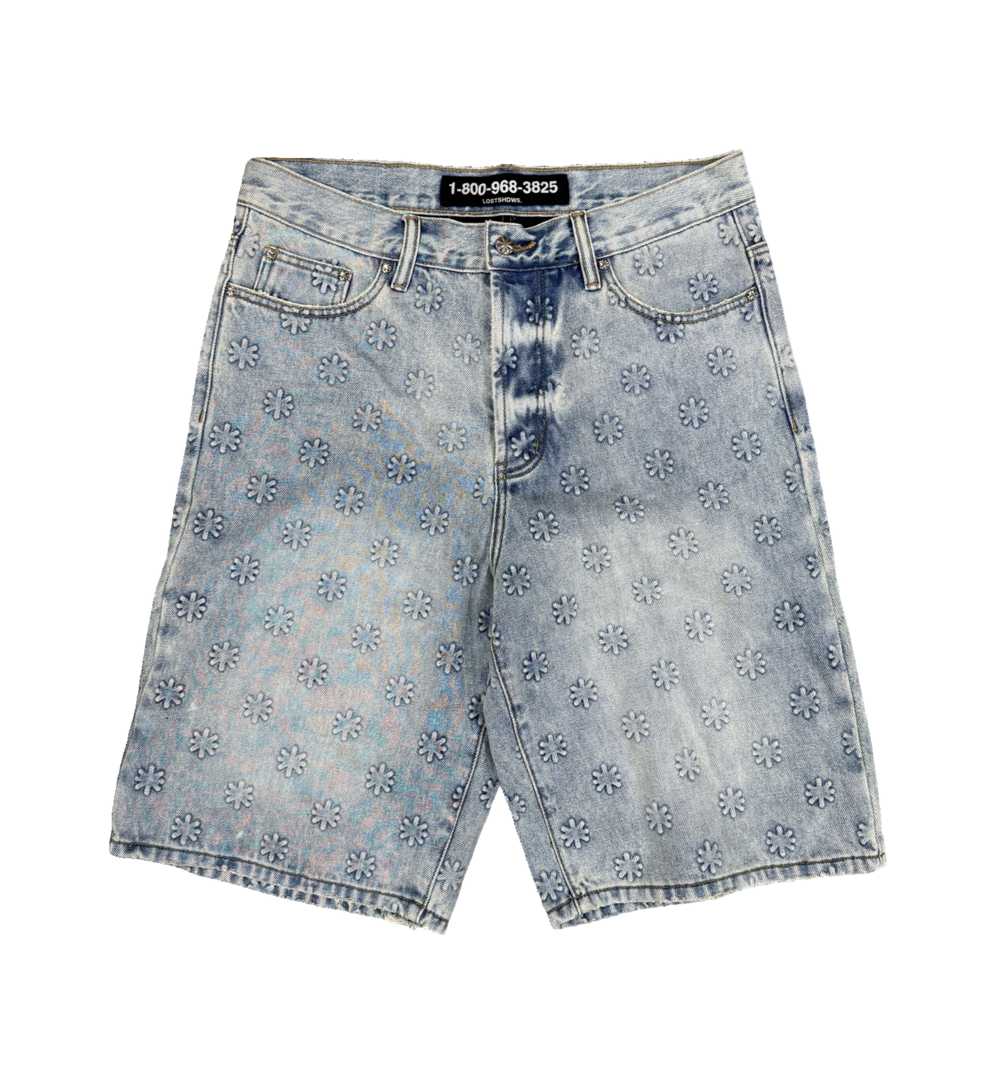 EMBOSSED DENIM SHORT (BLUE)