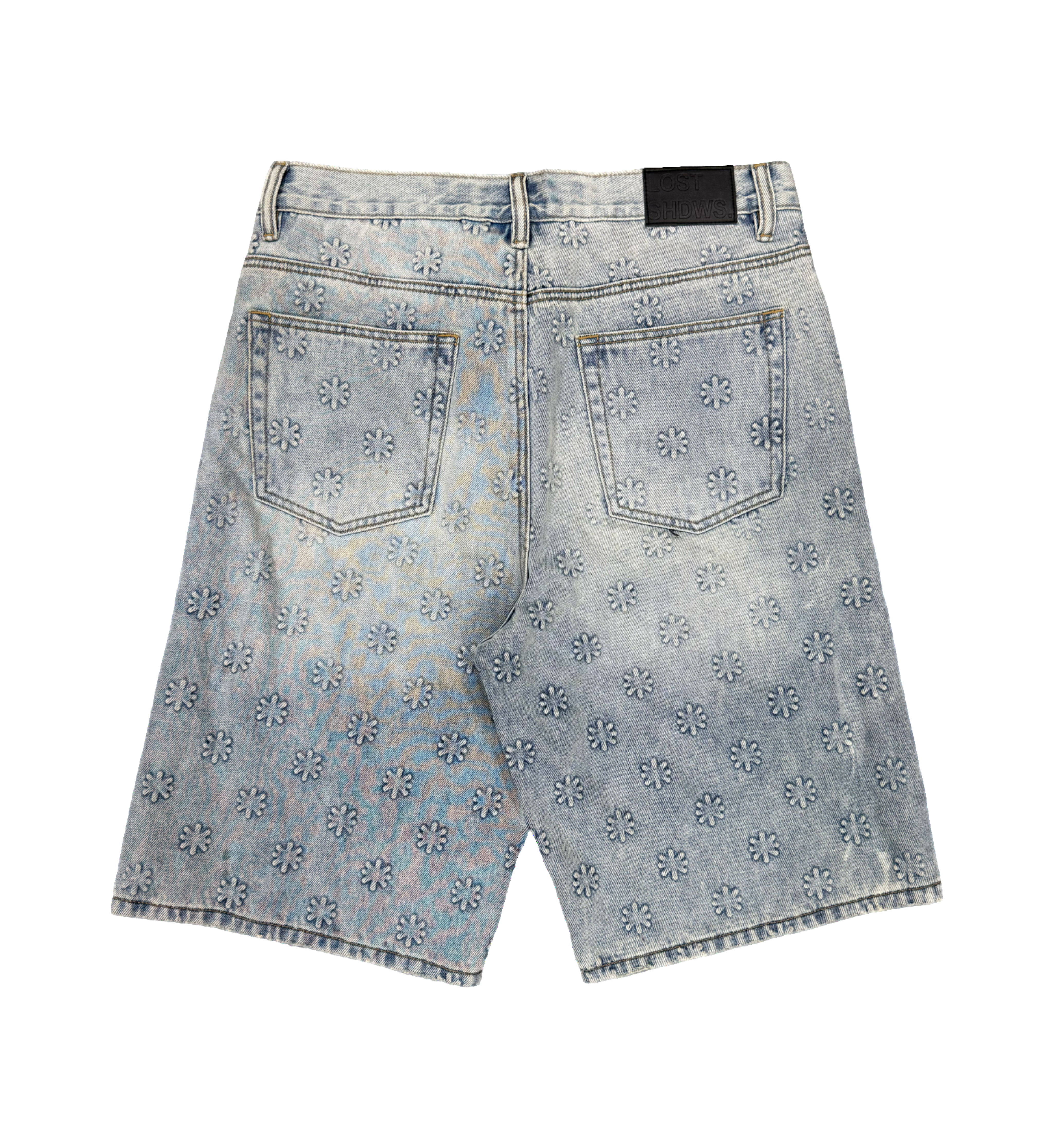 EMBOSSED DENIM SHORT (BLUE)