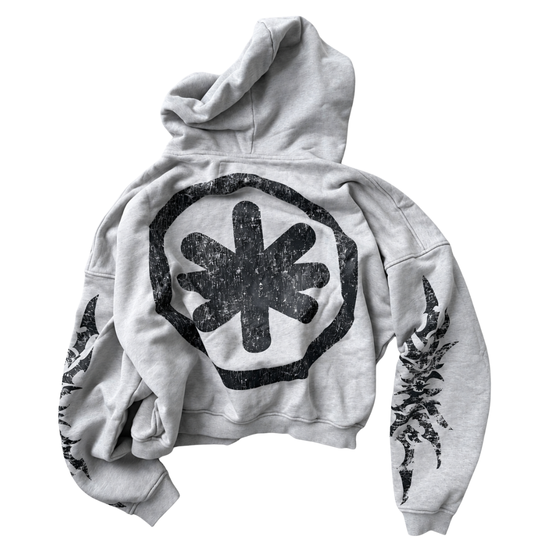 VINTAGE GRUNGE HOODIE (GREY)