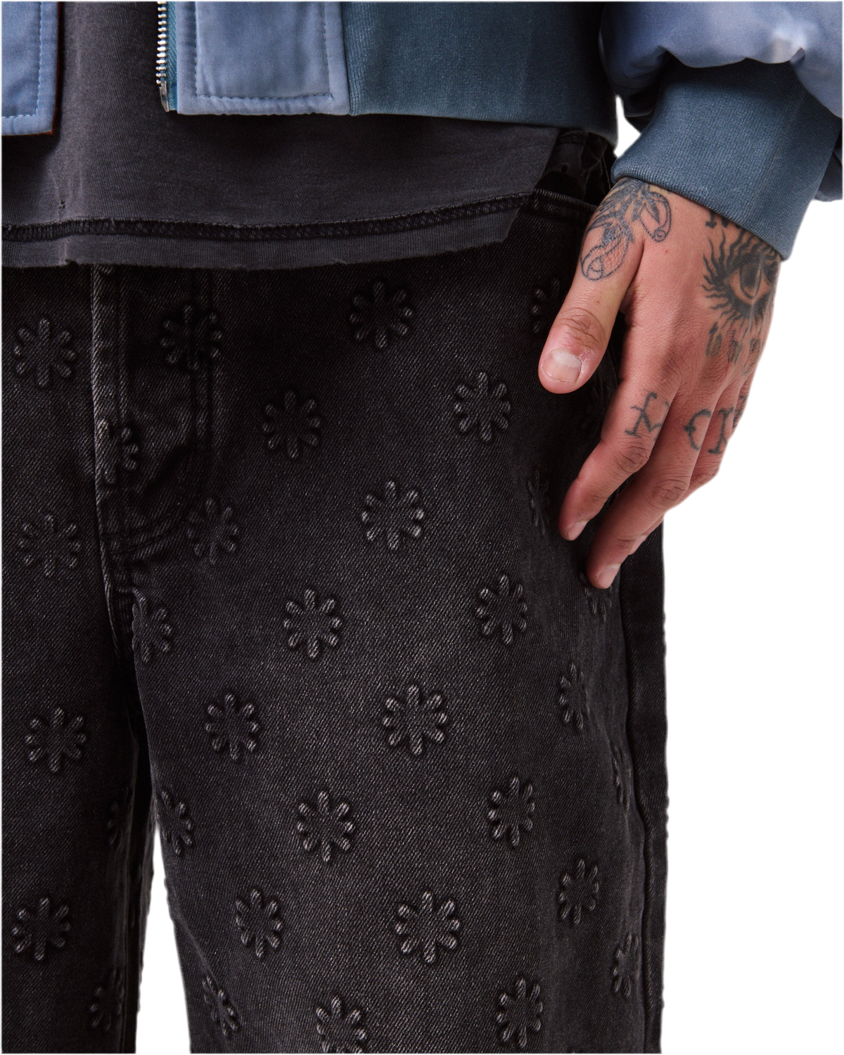 EMBOSSED DENIM (WASHED BLACK)
