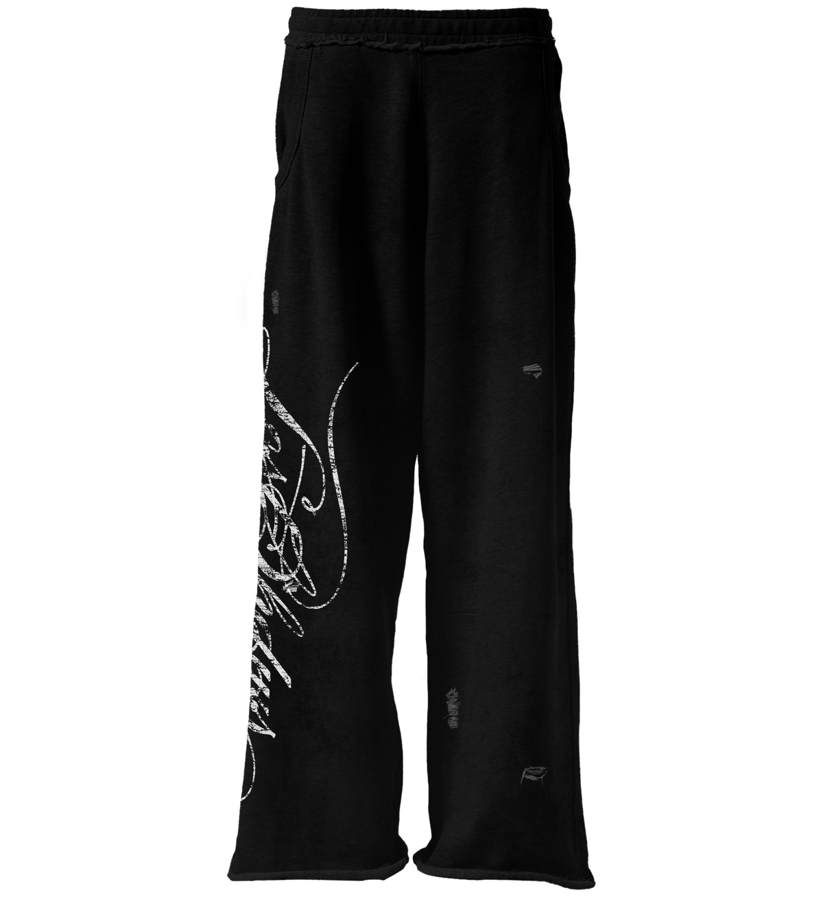 DISTRESSED SCRIPT SWEATPANT (BLACK)