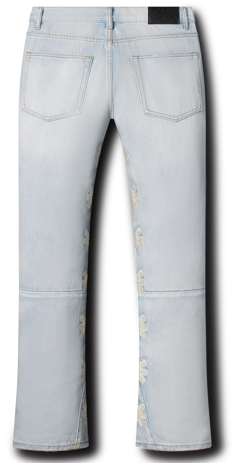 STUDDED LOGO LGHTSHDW DENIM (BONE)