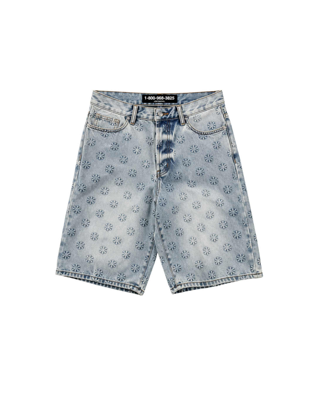 EMBOSSED DENIM SHORT (BLUE)