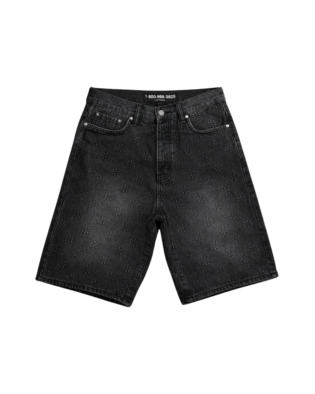 EMBOSSED DENIM SHORT (WASHED BLACK)