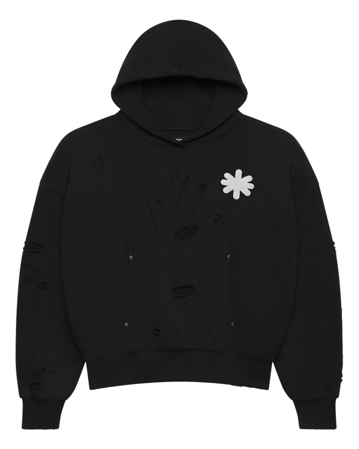 DSTRY DBL LAYER LOGO HOODIE (BLACK)